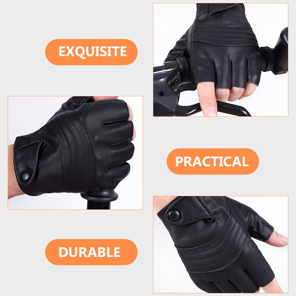 1Pair Mens Black Fingerless Gl - Cycling Gear Black 评论和价格